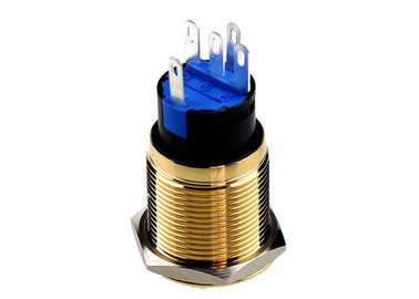 Gold Plated Brass Push Button Switch Illuminated Flat Round Head Easy Assemble