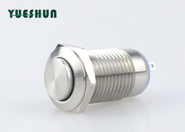 Self Locking 1NO Panel Mount Push Button Switch Flat Round Head 12mm Silver Color