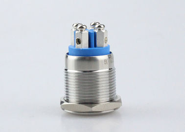Yellow Orange Ring LED Metal Push Button Switch 304 / 316 Stainless Steel Shell