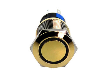 Gold Plated Brass Push Button Switch Illuminated Flat Round Head Easy Assemble