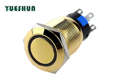 Gold Plated Brass Push Button Switch Illuminated Flat Round Head Easy Assemble