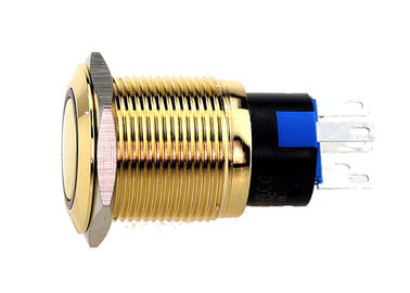 Gold Plated Brass Push Button Switch Illuminated Flat Round Head Easy Assemble