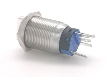 Silver Color Anti Vandal Push Button Switch , Metal Illuminated Rotary Switch