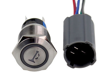 Car Horn Anti Vandal 1NO1NC long life Push Button Switch With Connector , 7 Led Color For Choice