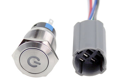 IP67 Waterproof Push Button On Off Switch With Harness Plug For 19MM Mounting Panel