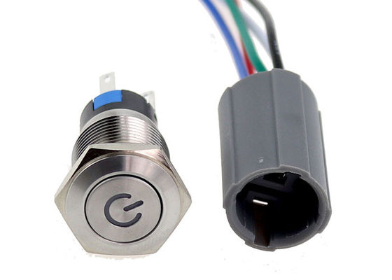 16mm IP67 Anti Vandal Push Button Switch With Harness Plug