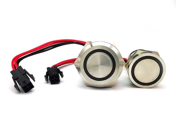 22mm Push Button Piezo Touch Switch Metal Illuminated Momnetary 4 Wires Underwater